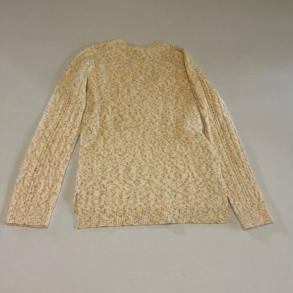 Hem & thread ivory marled knit v-neck cable knit sweater S - Picture 10 of 10